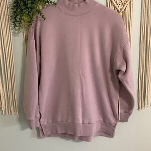 AMERICAN EAGLE Ahh-mazingly Soft Oversized Mock Neck Sweatshirt Purple XS